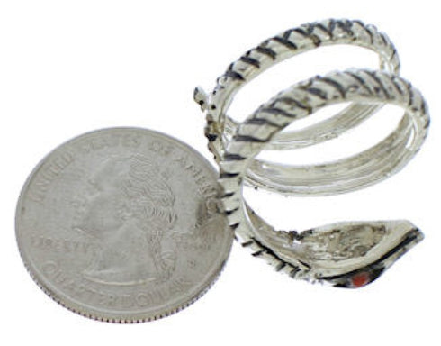 Coral Turquoise Silver Snake Southwest Jewelry Ring Size 6-1/4 MX23648